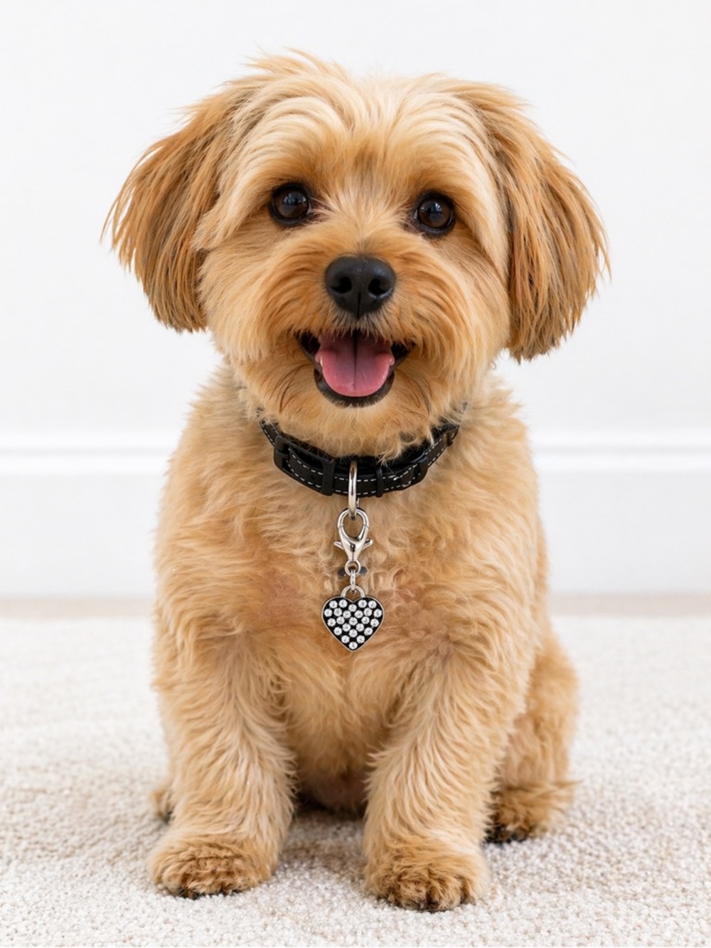 Rhinestone Heart Collar Charm